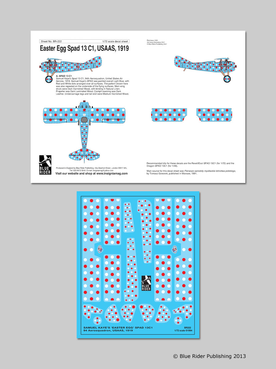 Blue Rider BR222 1:72 Spad 13C