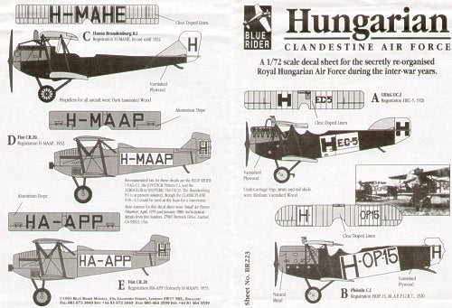 Blue Rider BR223 1:72 Hungarian Clandestine Air Force