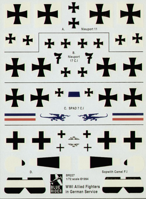 Blue Rider BR227 1:72 WWI Captured Allied Fighters in German service
