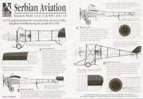 Blue Rider BR228 1:72 Serbian Aviation 1912-15