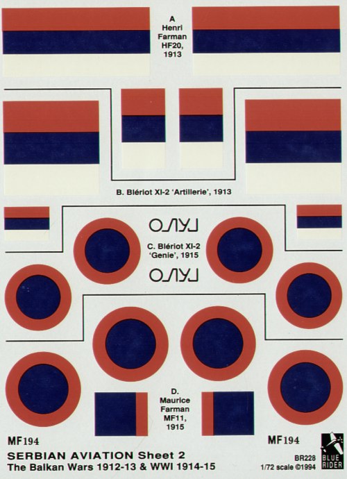 Blue Rider BR228 1:72 Serbian Aviation 1912-15