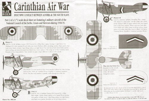 Blue Rider BR230 1:72 Carinthian Air War Slovenian Air Units Part 2.