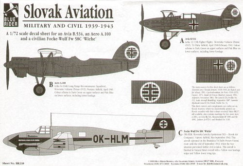Blue Rider BR238 1:72 Slovak Aviation