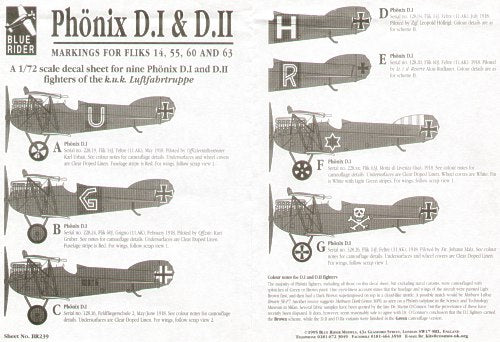 Blue Rider BR239 1:72 Phonix D.I and D.II Markings
