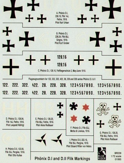 Blue Rider BR239 1:72 Phonix D.I and D.II Markings