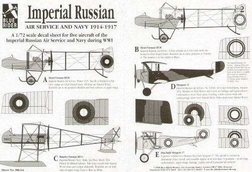 Blue Rider BR244 1:72 Imperial Soviet Air Service and Navy 1914-17