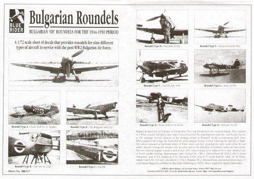 Blue Rider BR247 1:72 Bulgarian Air Force Insignia 1944-50