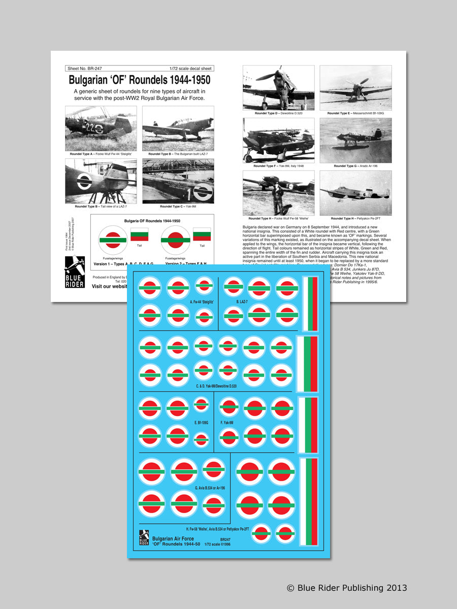 Blue Rider BR247 1:72 Bulgarian Air Force Insignia 1944-50