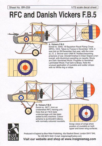 Blue Rider BR259 1:72 Vickers F.B.5