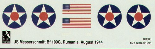 Blue Rider BR303 1:72 Messerschmitt Bf-109G in US colours, Rumania 1944