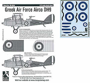 Blue Rider BR306 1:72 AirCo/de Havilland DH.9 in Greek Air Force service