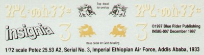Blue Rider BR307 1:72 Ethiopian Potez 25A-2 Addis Abba 1933