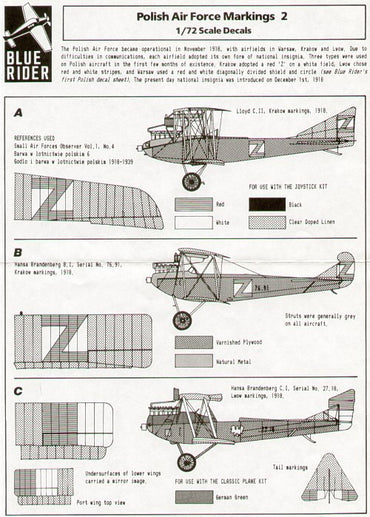 Blue Rider BR401 1:72 1918 Polish Air Force Markings 2