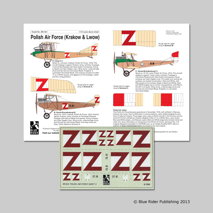 Blue Rider BR401 1:72 1918 Polish Air Force Markings 2