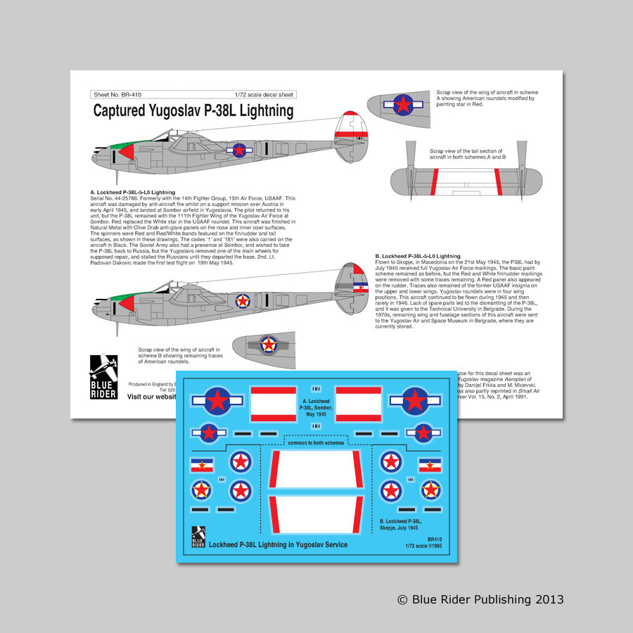 Blue Rider BR410 1:72 Yugoslavian Lockheed P-38L Lightning