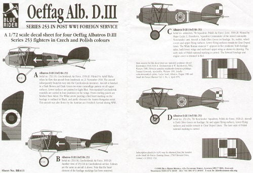 Blue Rider BR411 1:72 Oeffag Albatros D.III