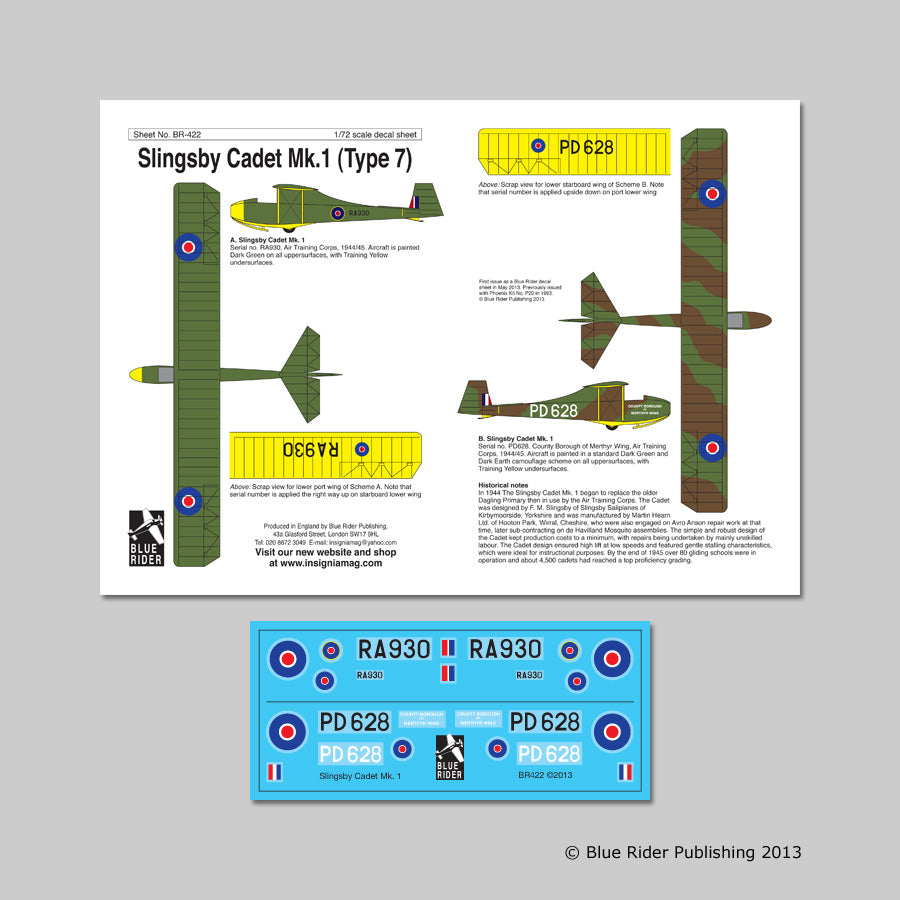 Blue Rider BR422 1:72 Slingsby Kirby Cadet Mk.1