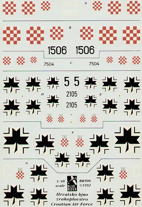 Blue Rider BR506 1:48 Croatian Air Force WWII Decals