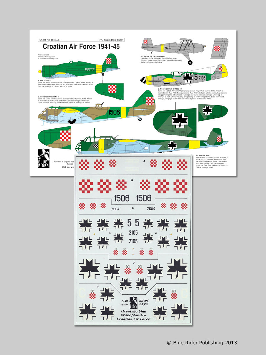 Blue Rider BR506 1:48 Croatian Air Force WWII Decals