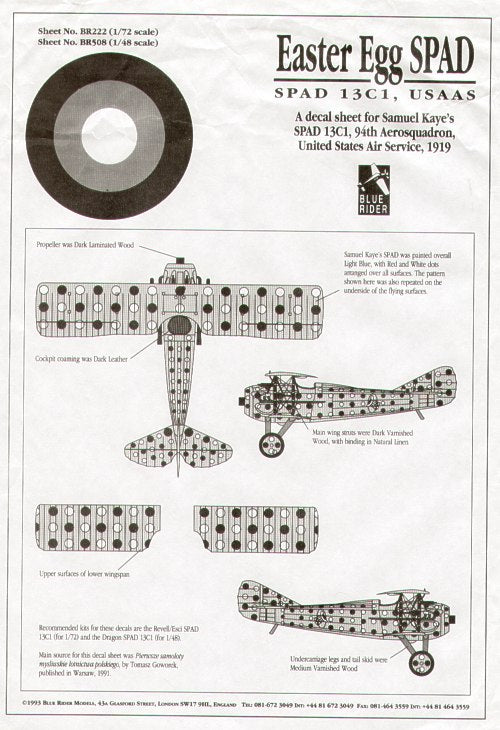 Blue Rider BR508 1:48 SPAD 13C
