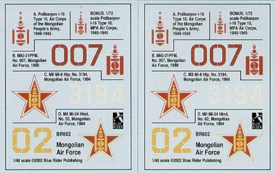 Blue Rider BR602 1:48 Mongolian Air Force 1940-1994