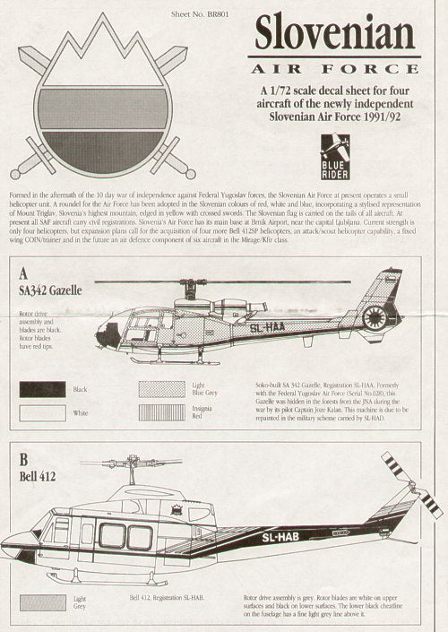 Blue Rider BR801 1:72 Slovenian Air Force 1991/92
