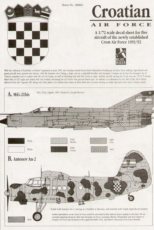 Blue Rider BR802 1:72 Croatian Air Force 1991/92