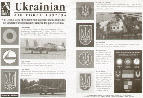 Blue Rider BR808 1:72 Ukrainian Air Force 1992/94