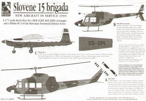 Blue Rider BR809 1:72 Slovenian Defence Force Decals