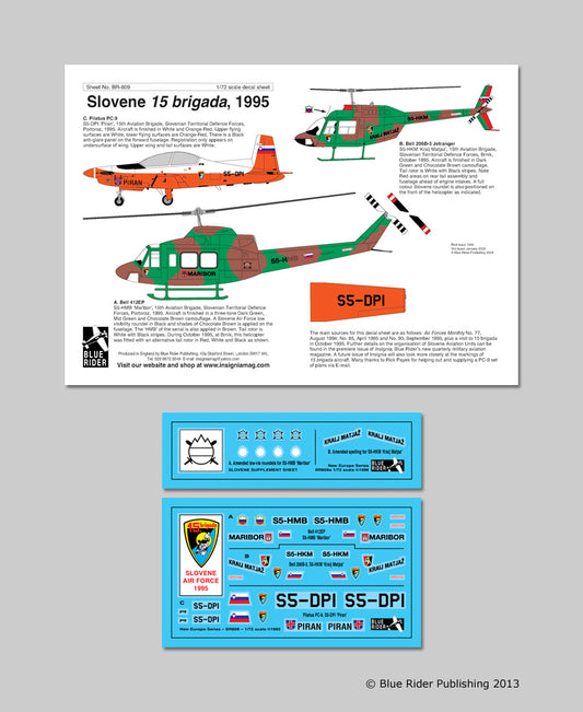 Blue Rider BR809 1:72 Slovenian Defence Force Decals