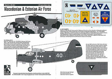 Blue Rider BR812 1:72 Macedonian & Estonian Air Force