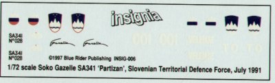 Blue Rider BR814 1:72 First Slovenian Helicopter 1992