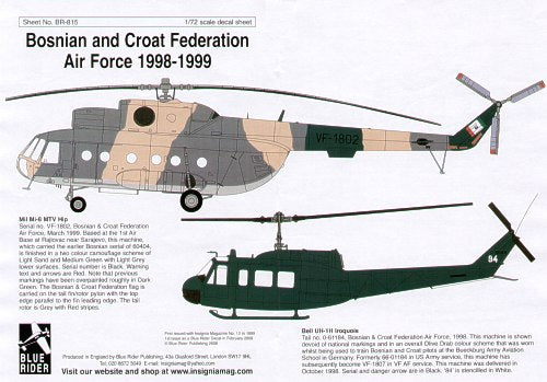 Blue Rider BR815 1:72 Bosnian and Croat Federation Air Force 1998-99