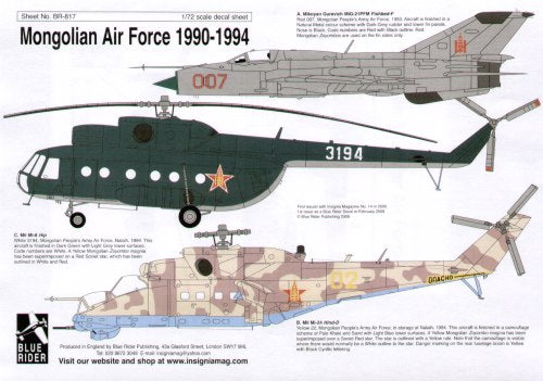 Blue Rider BR817 1:72 Mongolian Air Force 1990-94