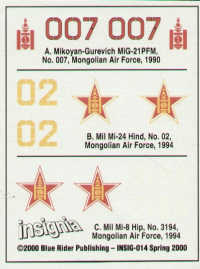Blue Rider BR817 1:72 Mongolian Air Force 1990-94