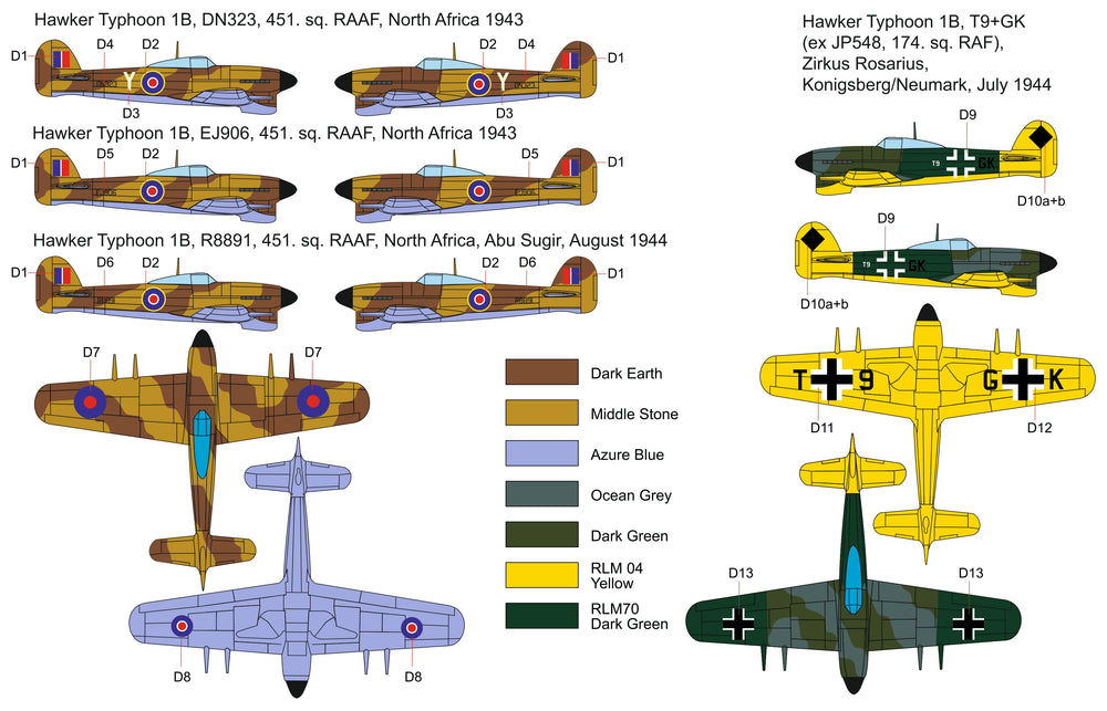 Brengun BRP72039 1:72 Hawker Typhoon Mk.Ib Car Doors-Desert and Luftwaffe trials
