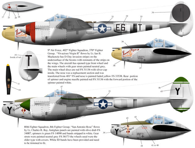Bombshell BS72018 1:72 Lockheed P-38J Lightning Decals