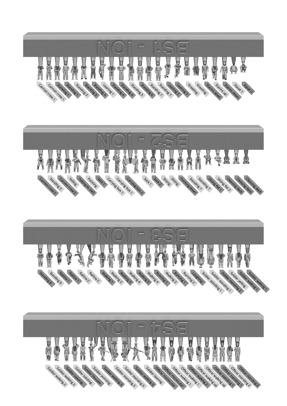 ION Model BS700-001 1:700 18-19TH CENTURY MEDIEVAL DECK CREW