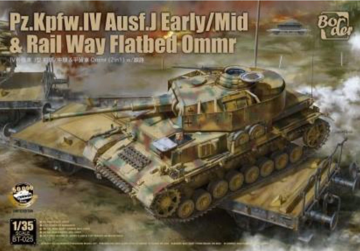 Border Model BT-025 1:35 Pz.Kpfw.IV Ausf.J & Rail Flatbed Kit