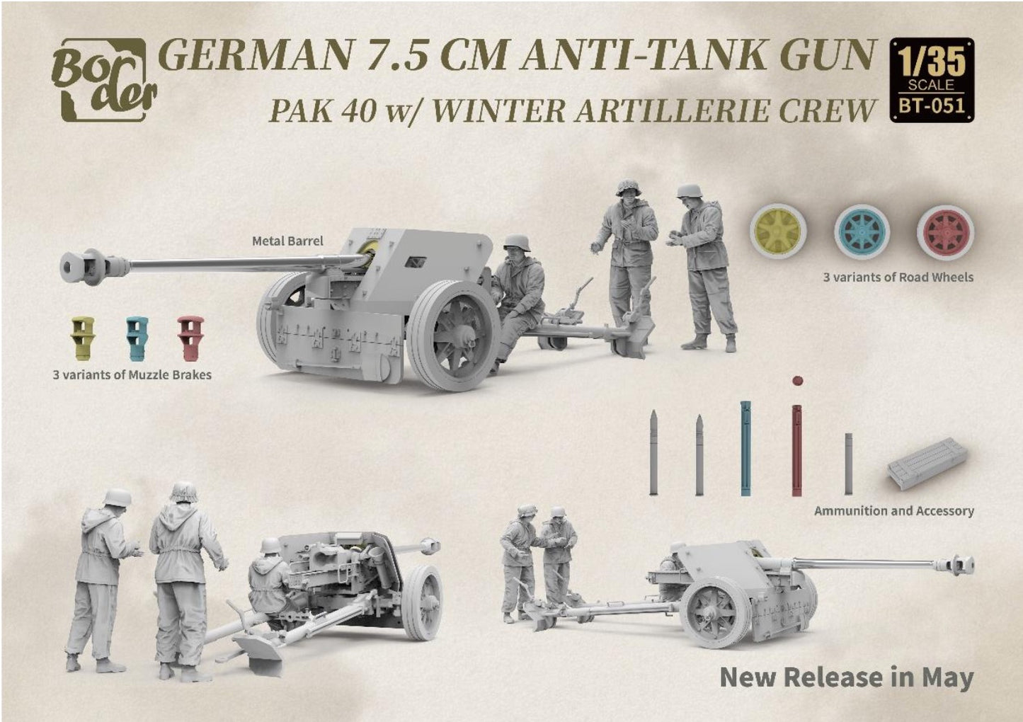 Border Model BT-051 1:35 PaK-40 Anti-Tank Gun with Crew