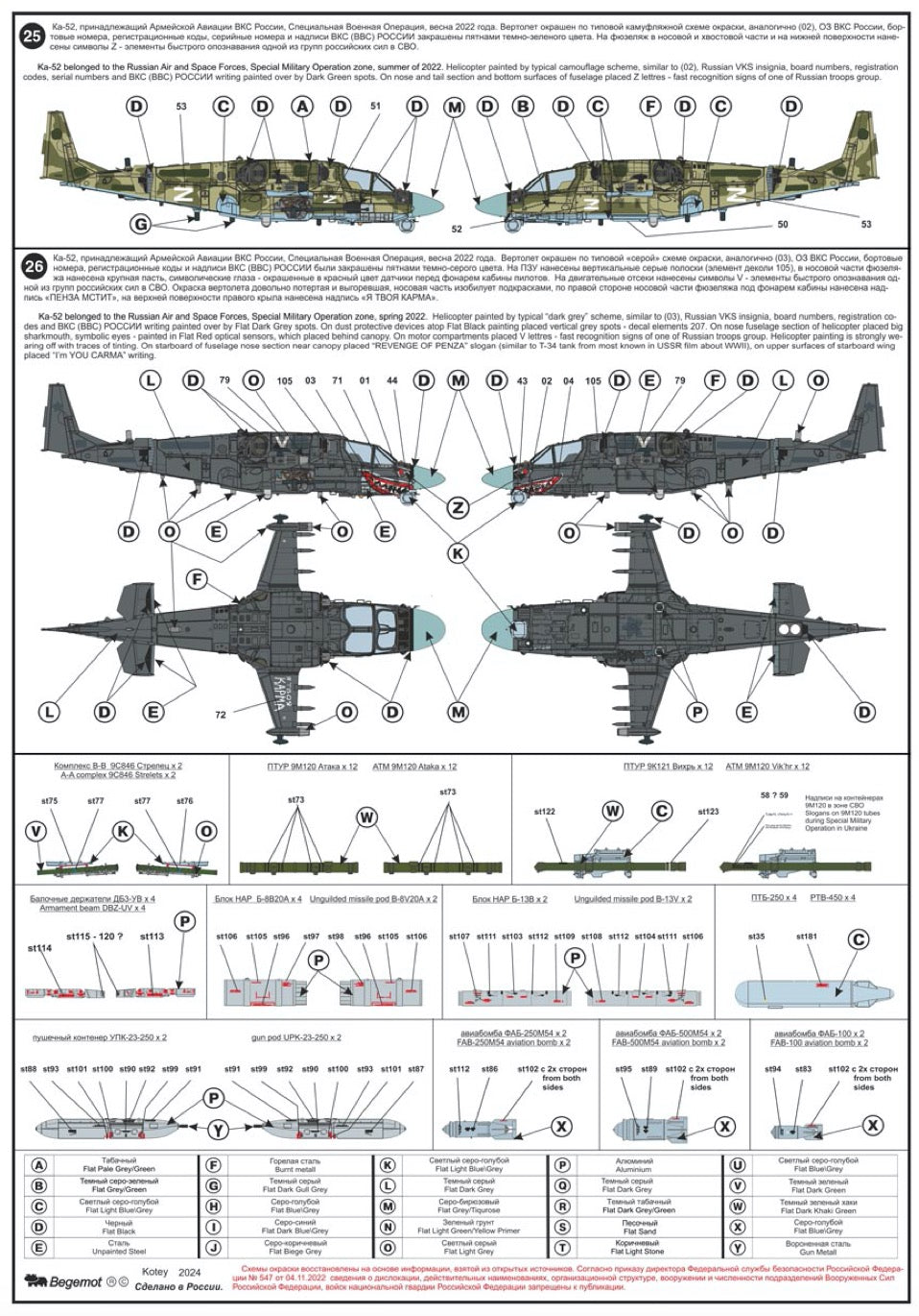 Begemot BT144005 1:144 Kamov Ka-52 Alligator Decal Set