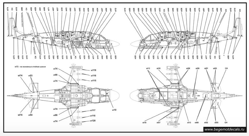 Begemot BT144005 1:144 Kamov Ka-52 Alligator Decal Set
