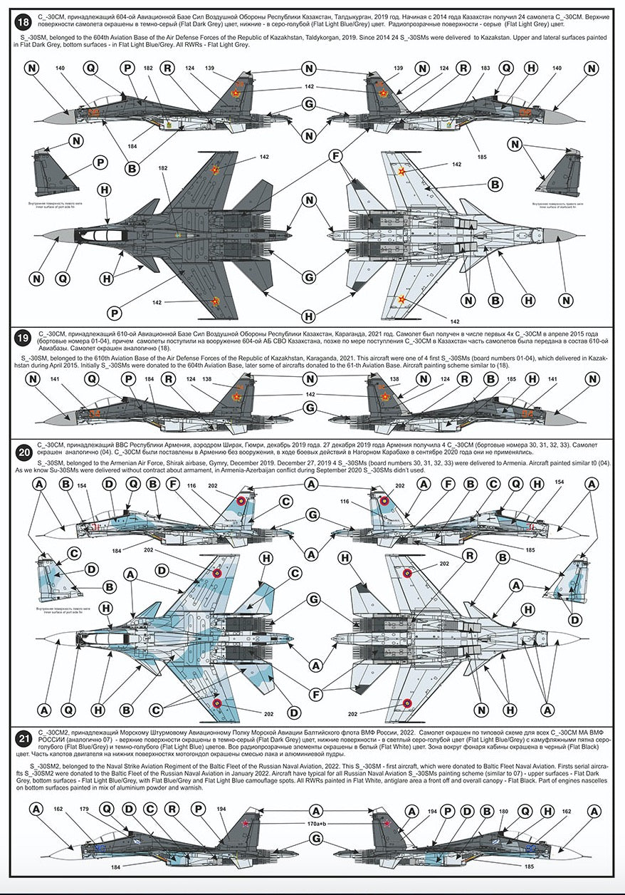 Begemot BT144006 1:144 Sukhoi Su-30SM Flankers Decal Set