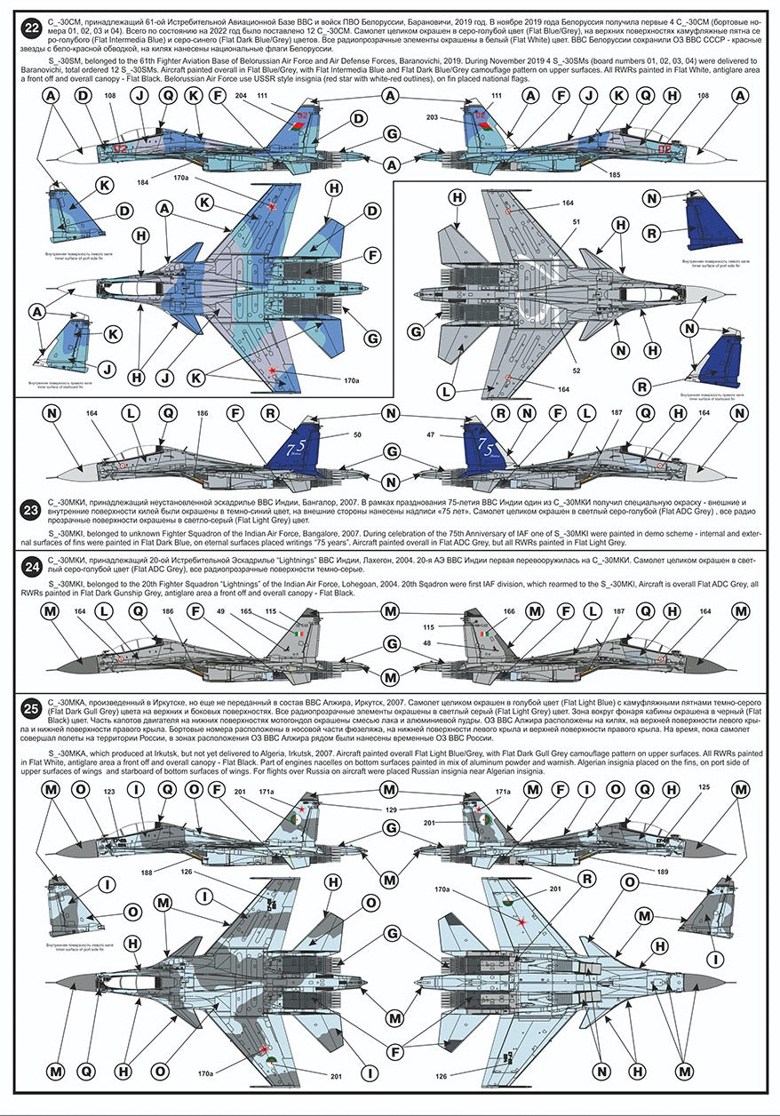 Begemot BT144006 1:144 Sukhoi Su-30SM Flankers Decal Set