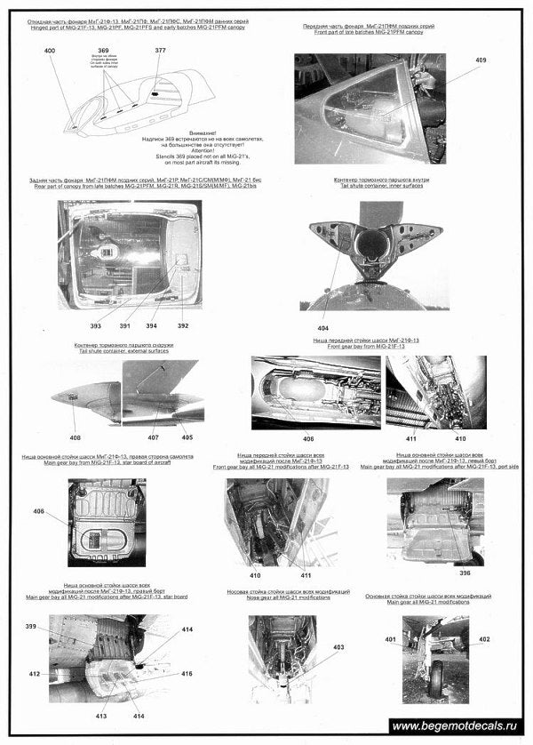 Begemot BT32001 1:32 Mikoyan MiG-21 Stencil Data