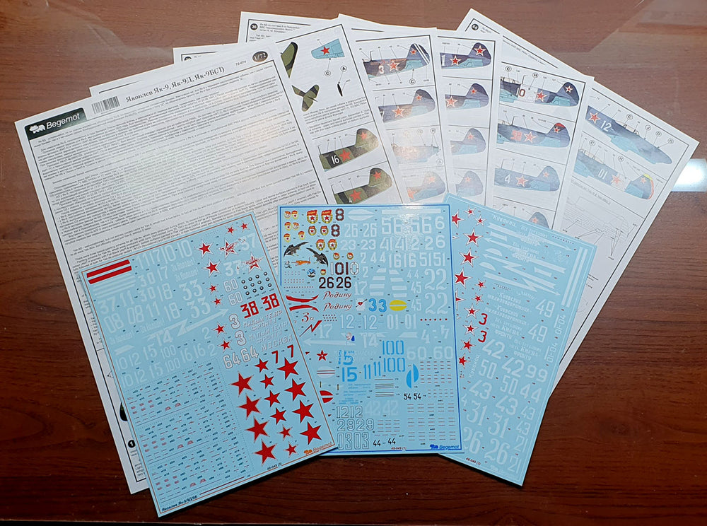 Begemot BT48049 1:48 Yakovlev Yak-9 Family Decal Set