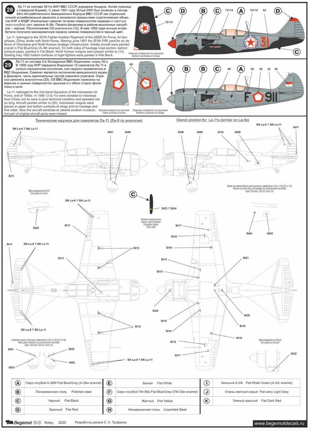 Begemot BT48055 1:48 Lavochkin La-9/La-11 Decal Set