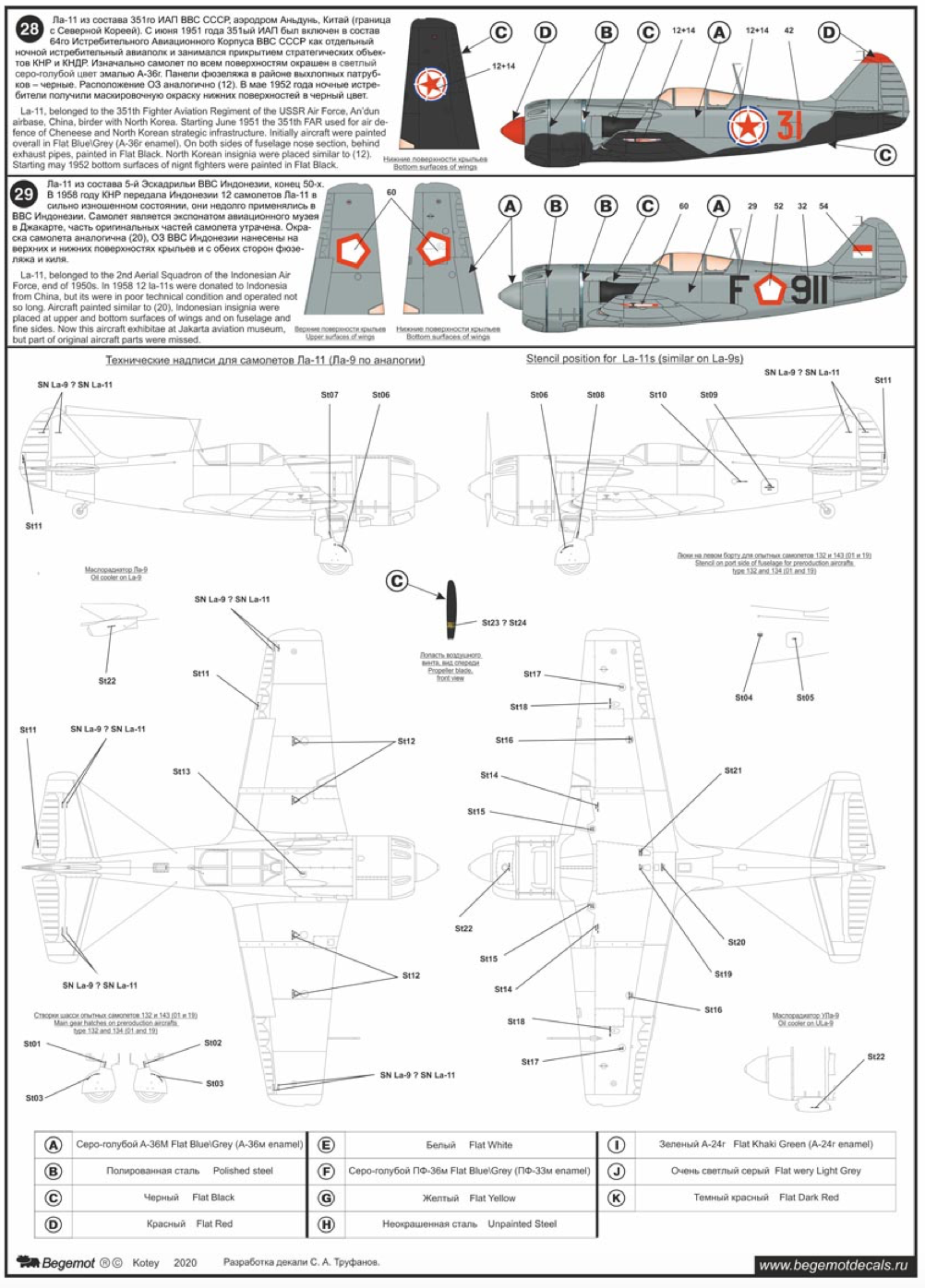 Begemot BT48055 1:48 Lavochkin La-9/La-11 Decal Set