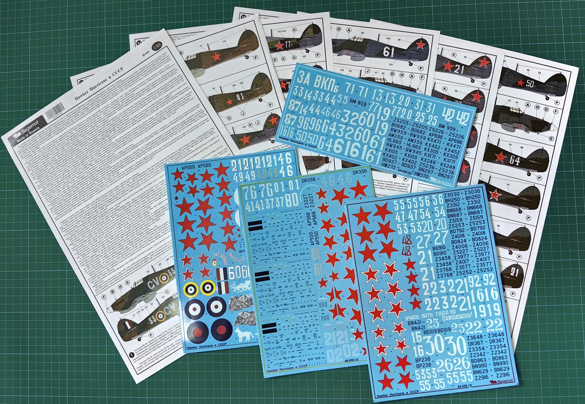 Begemot BT48058 1:48 Hawker Hurricane in the USSR Decal Set