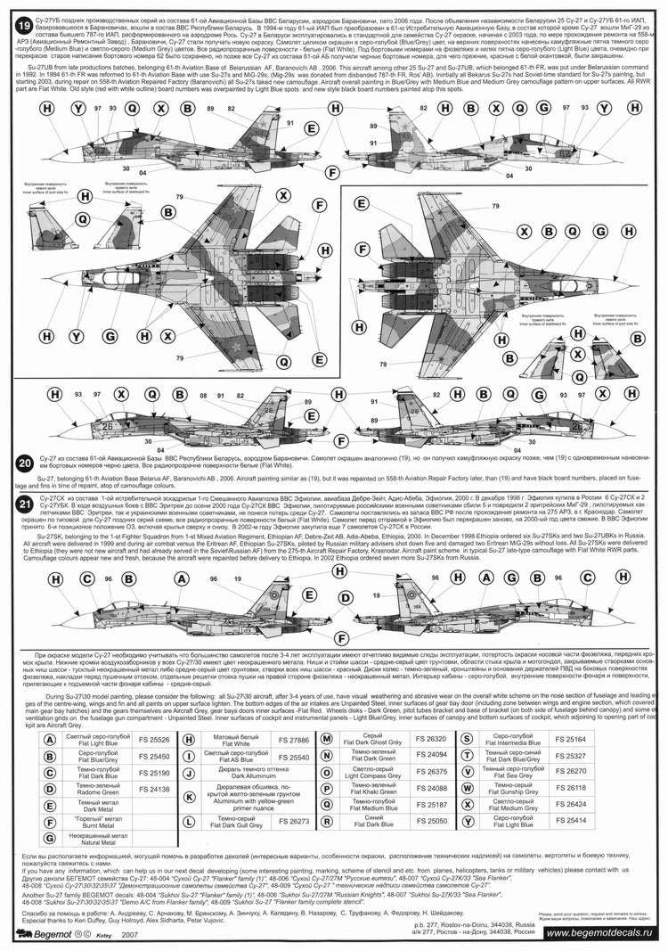 Begemot BT48005 1:48 Sukhoi Su-27 Flanker family Part 2